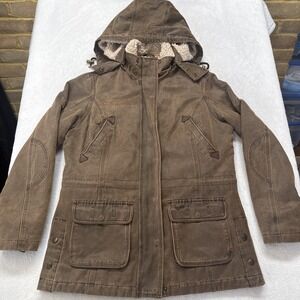 Brown Hooded Sherpa-Lined Parka Jacket - Women